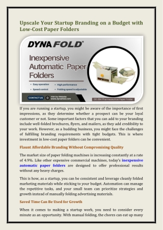 inexpensive automatic paper folders