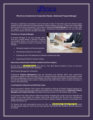 Why Every Condominium Corporation Needs a Dedicated Property Manager