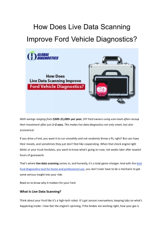 How Does Live Data Scanning Improve Ford Vehicle Diagnostics_