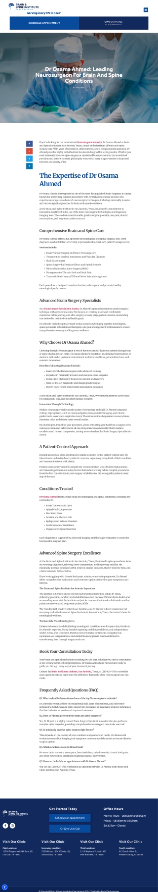 Dr Osama Ahmed Leading Neurosurgeon for Brain and Spine Conditions