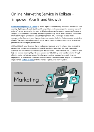 Online Marketing Service in Kolkata – Empower Your Brand Growth