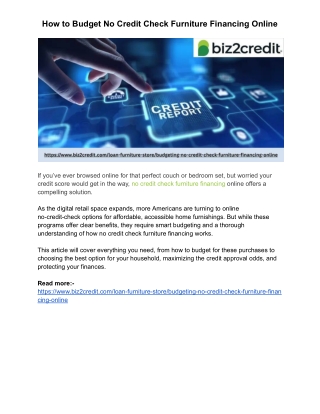 How to Budget No Credit Check Furniture Financing Online