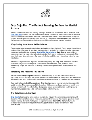 Grip Dojo Mat