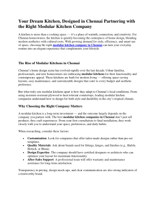 Your Dream Kitchen in Chennai