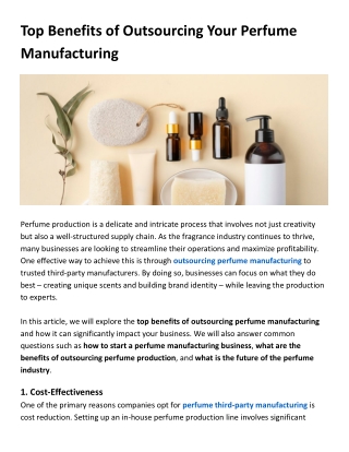 Top Benefits of Outsourcing Your Perfume Manufacturing