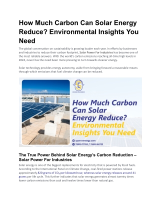 Solar Power For Industries - Sparco Energy