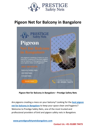 Pigeon Net for Balcony in Bangalore