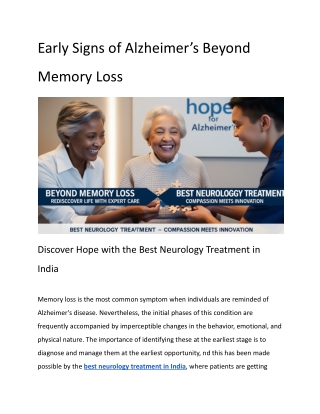 Early Signs of Alzheimer’s Beyond Memory Loss