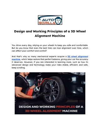 Design and Working Principles of a 3D Wheel Alignment Machine
