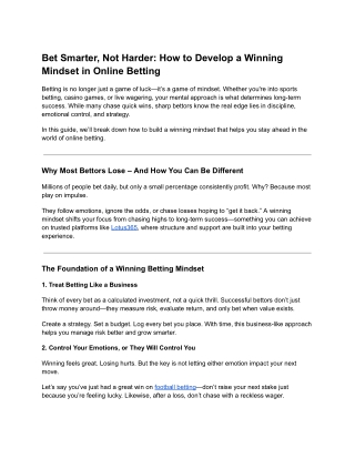 Winning Habits for Online Bettors: Practical Tips for Success