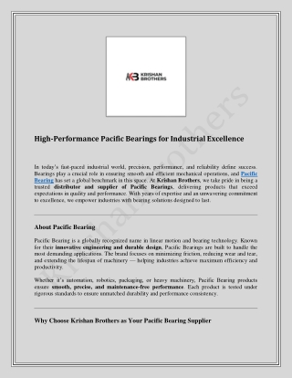 High-Performance Pacific Bearings for Industrial Excellence
