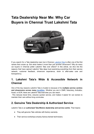 Tata Dealership Near Me_ Why Car Buyers in Chennai Trust Lakshmi Tata