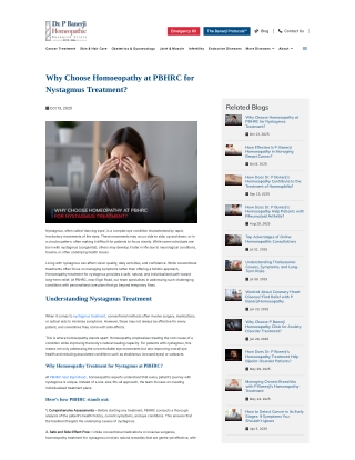Why Choose Homoeopathy at PBHRC for Nystagmus Treatment
