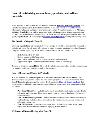 Emu Oil moisturising creams, beauty products, and wellness essentials