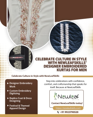 Celebrate Culture in Style with NewLeafSkills’ Designer Embroidered Kurtas for Men
