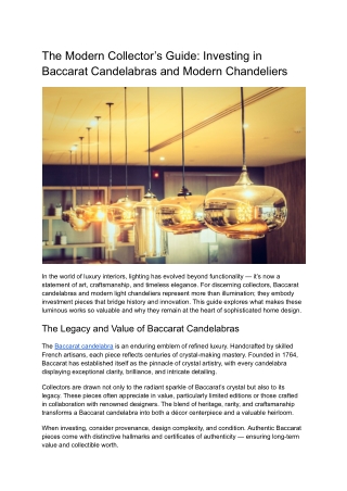 The Modern Collector’s Guide_ Investing in Baccarat Candelabras and Modern Chandeliers