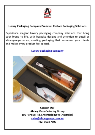 Luxury Packaging Company Premium Custom Packaging Solutions