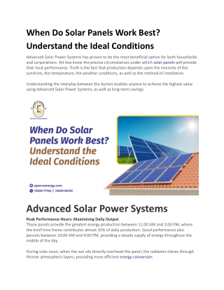Advanced Solar Power Systems - Sparco Energy