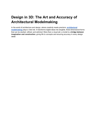 Design in 3D_ The Art and Accuracy of Architectural Modelmaking