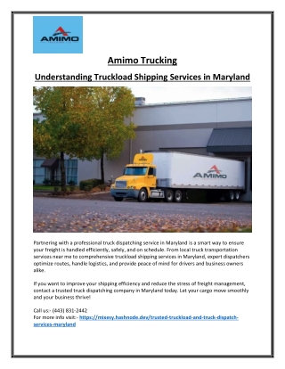 Maryland Truck Dispatching Services for Carriers