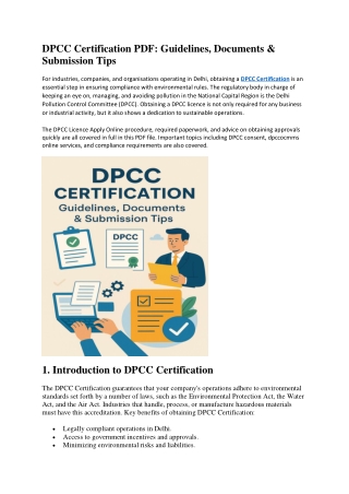 DPCC Certification PDF: Guidelines, Documents & Submission Tips