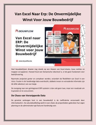 Van Excel Naar Erp De Onvermijdelijke Winst Voor Jouw Bouwbedrijf