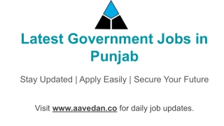 Latest Government Jobs in Punjab