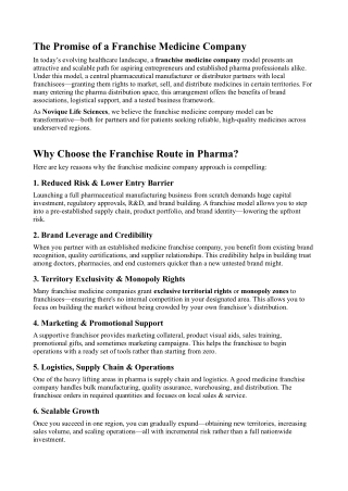 The Promise of a Franchise Medicine Company