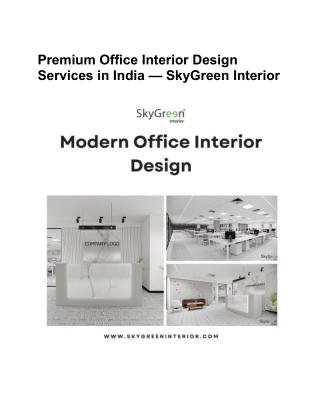 Premium Office Interior Design Services in India — SkyGreen Interior