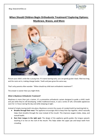 When Should Children Start Orthodontic Treatment Myobrace & Braces