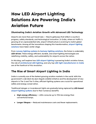 How LED Airport Lighting Solutions Are Powering India’s Aviation Future