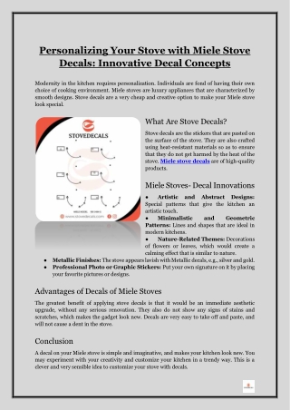 Personalizing Your Stove with Miele Stove Decals- Innovative Decal Concepts