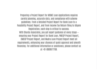 How to Prepare a Project Report for MSME Loan Applications