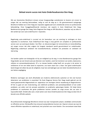 Auto onderhoudsservice Den Haag