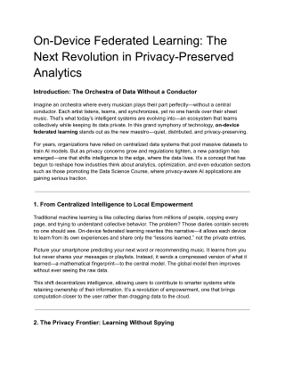 On-Device Federated Learning_ The Next Revolution in Privacy-Preserved Analytics