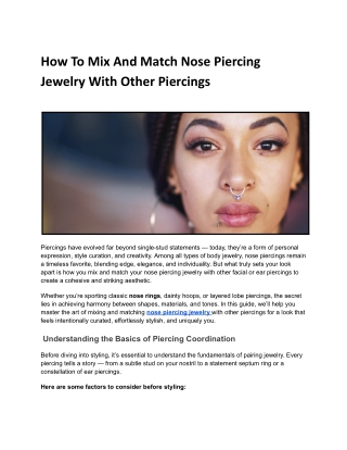 How To Mix And Match Nose Piercing Jewelry With Other Piercings