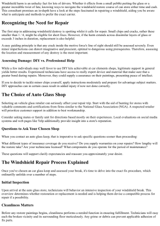 Understanding the Windshield Repair Process Step by means of Step