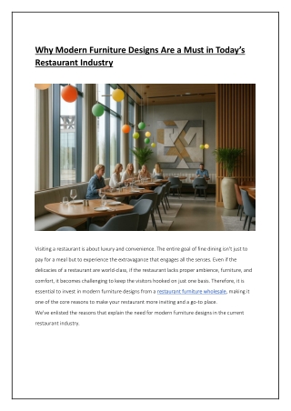 Why Modern Furniture Designs Are a Must in Today