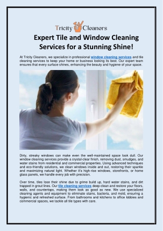 Expert Tile and Window Cleaning Services for a Stunning Shine!