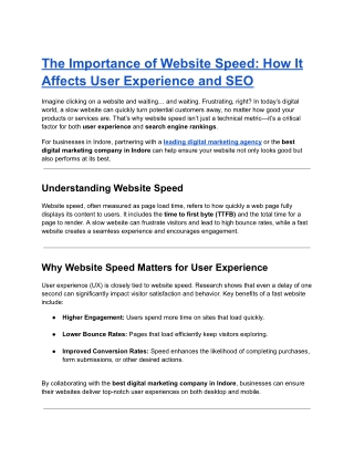 The Importance of Website Speed_ How It Affects User Experience and SEO