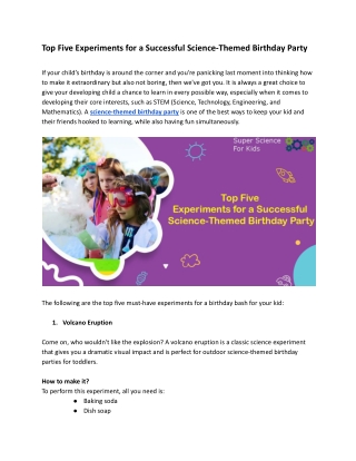Top Five Experiments for a Successful Science-Themed Birthday Party