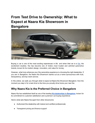 From Test Drive to Ownership What to Expect at Naara Kia Showroom in Bangalore