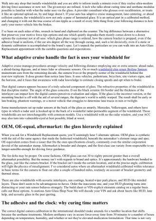 Windshield Replacement for Adaptive Cruise Control Systems