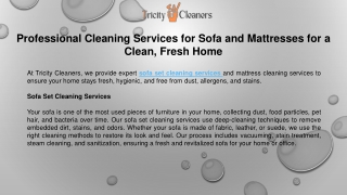 Professional Cleaning Services for Sofa and Mattresses for a Clean, Fresh Home