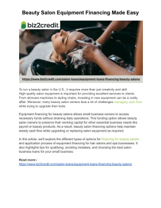 Beauty Salon Equipment Financing Made Easy