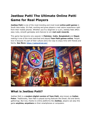 Jeetbaz Patti The Ultimate Online Patti Game for Real Players