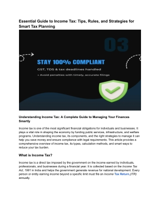 Essential Guide to Income Tax: Tips, Rules, and Strategies for Smart Tax Plannin