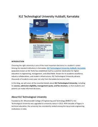 KLE Technological University Hubballi