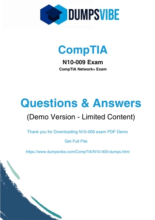 Latest CompTIA N10-009 Dumps PDF 2025 – Guaranteed Success with DumpsVibe