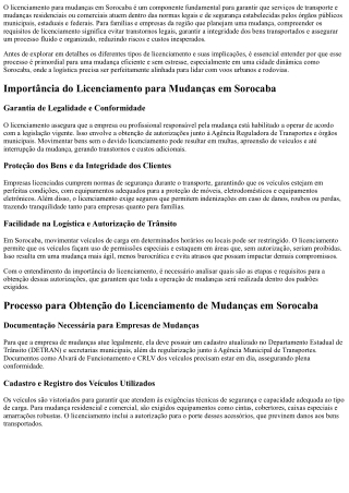Licenciamento mudanças Sorocaba: facilite sua mudança com agilidade e segurança